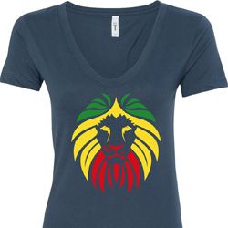 Rasta Lion Head Ladies V-Neck Shirt Rasta Lion Head Ladies V-Neck Shirt