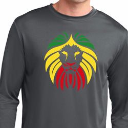 Rasta Lion Head Mens Moisture Wicking Long Sleeve Shirt