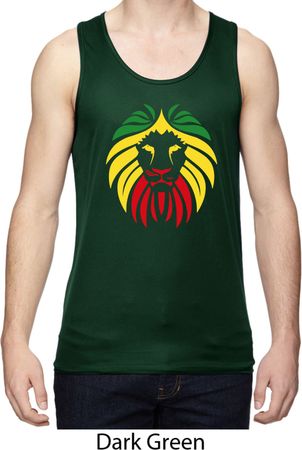 Rasta Lion Head Mens Moisture Wicking Tanktop