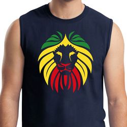 Rasta Lion Head Mens Muscle Shirt