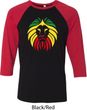 Rasta Lion Head Mens Raglan Shirt