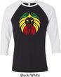 Rasta Lion Head Mens Raglan Shirt