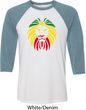 Rasta Lion Head Mens Raglan Shirt