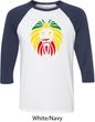 Rasta Lion Head Mens Raglan Shirt