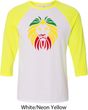 Rasta Lion Head Mens Raglan Shirt