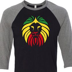 Rasta Lion Head Mens Raglan Shirt