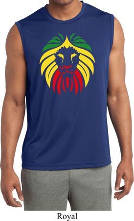 Rasta Lion Head Mens Sleeveless Moisture Wicking Shirt