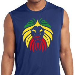 Rasta Lion Head Mens Sleeveless Moisture Wicking Shirt