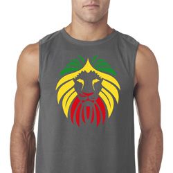 Rasta Lion Head Mens Sleeveless Shirt