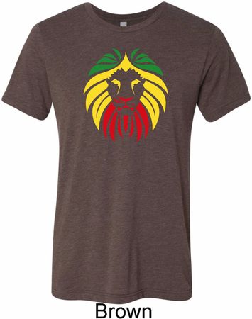 Rasta Lion Head Mens Tri Blend Crewneck Shirt