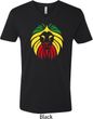 Rasta Lion Head Mens V-Neck Shirt