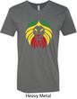 Rasta Lion Head Mens V-Neck Shirt