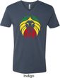 Rasta Lion Head Mens V-Neck Shirt