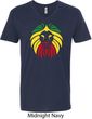Rasta Lion Head Mens V-Neck Shirt
