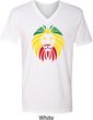 Rasta Lion Head Mens V-Neck Shirt