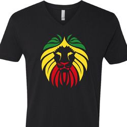 Rasta Lion Head Mens V-Neck Shirt