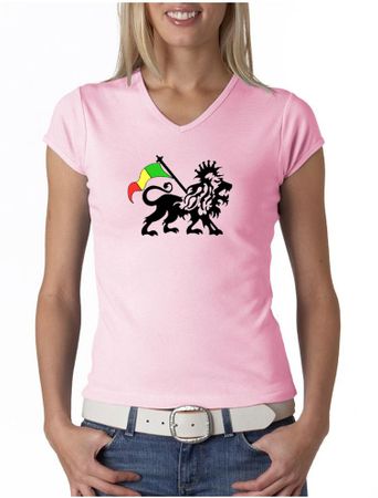 Rasta Lion Ladies Shirt V-Neck Shirt