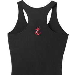 Red Anchor Patch Back Print Ladies Dry Wicking Racerback Tank Top