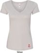 Red Anchor Patch Bottom Print Ladies V-Neck Shirt