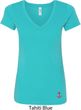 Red Anchor Patch Bottom Print Ladies V-Neck Shirt