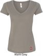 Red Anchor Patch Bottom Print Ladies V-Neck Shirt