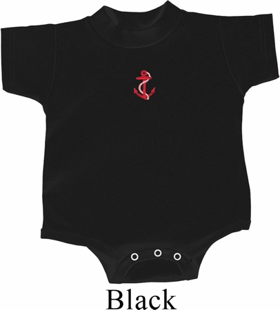 Red Anchor Patch Middle Print Baby Onesie