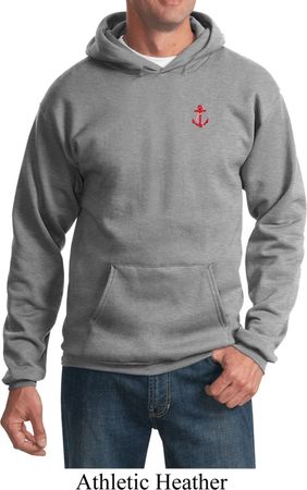 Red Anchor Patch Pocket Print Hoodie