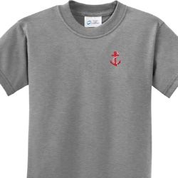 Red Anchor Patch Pocket Print Kids Shirts