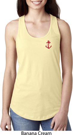 Red Anchor Patch Pocket Print Ladies Ideal Tank Top