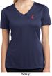 Red Anchor Patch Pocket Print Ladies Moisture Wicking V-neck Shirt