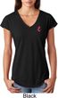 Red Anchor Patch Pocket Print Ladies Tri Blend V-Neck Shirt