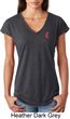Red Anchor Patch Pocket Print Ladies Tri Blend V-Neck Shirt