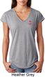 Red Anchor Patch Pocket Print Ladies Tri Blend V-Neck Shirt