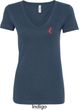 Red Anchor Patch Pocket Print Ladies V-Neck Shirt