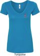 Red Anchor Patch Pocket Print Ladies V-Neck Shirt