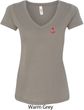 Red Anchor Patch Pocket Print Ladies V-Neck Shirt