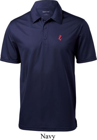 Red Anchor Patch Pocket Print Mens Textured Polo Shirt