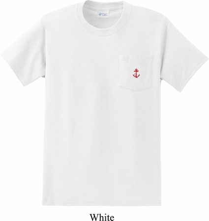 Red Anchor Patch Pocket Print Pocket Shirt