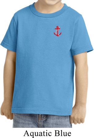Red Anchor Patch Pocket Print Toddler Shirt