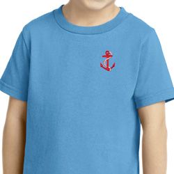 Red Anchor Patch Pocket Print Toddler Shirt