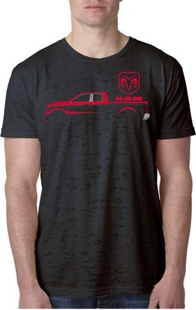 Red Dodge Ram Silhouette Burnout T-shirt