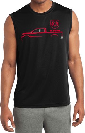 Red Dodge Ram Silhouette Dry Wicking Sleeveless Shirt