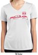 Red Dodge Ram Silhouette Ladies Dry Wicking V-neck