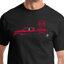 Red Dodge Ram Silhouette Mens Shirts