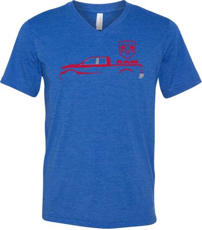 Red Dodge Ram Silhouette Tri Blend V-neck