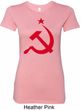 Red Hammer and Sickle Ladies Longer Length Shirt