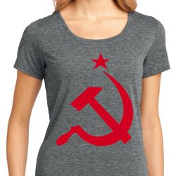Red Hammer And Sickle Ladies Shirts