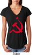 Red Hammer and Sickle Ladies Tri Blend V-Neck Shirt
