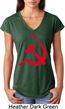 Red Hammer and Sickle Ladies Tri Blend V-Neck Shirt