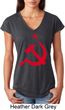 Red Hammer and Sickle Ladies Tri Blend V-Neck Shirt